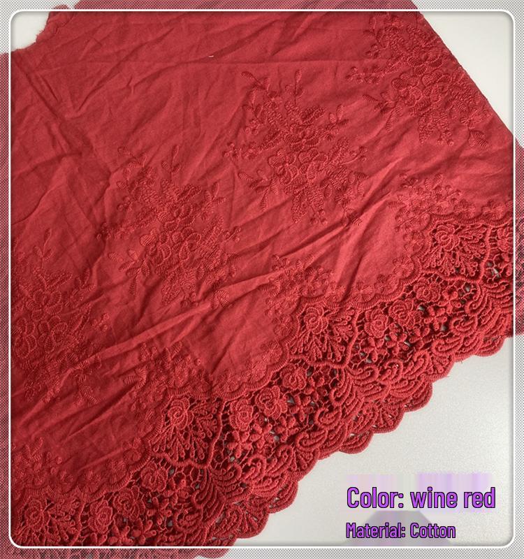 36cm Wide Embroidered Cotton Lace Trim for Lolita-Style Clothing & Curtain Decoration