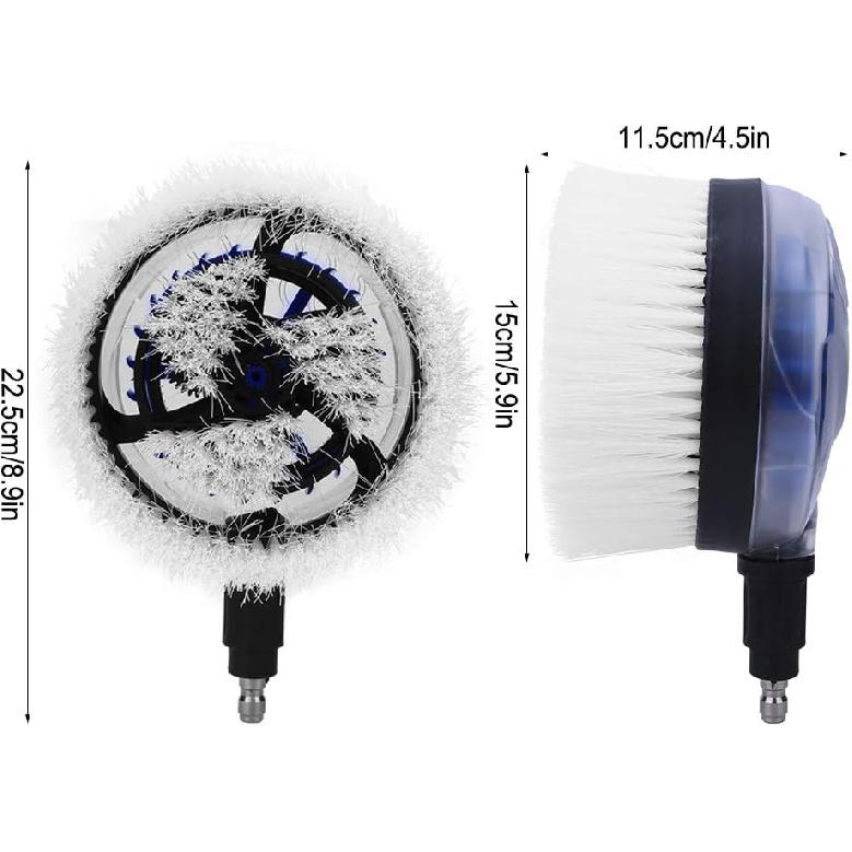 Rotary Wash Brush,Car Pressure Washer Rotating Brush,360-Degrees Fan-Shaped for High Pressure Water Gun,Fan-Shaped Rotating Umbrella Type,1/4 Quick