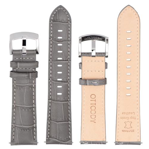 OTTOODY Watch Band, Elegant Genuine Leather Watch Band with Crocodile Pattern, 18mm, 20mm, 21mm, 22mm, Replacement Strap, Quick Release, No Tools Requ