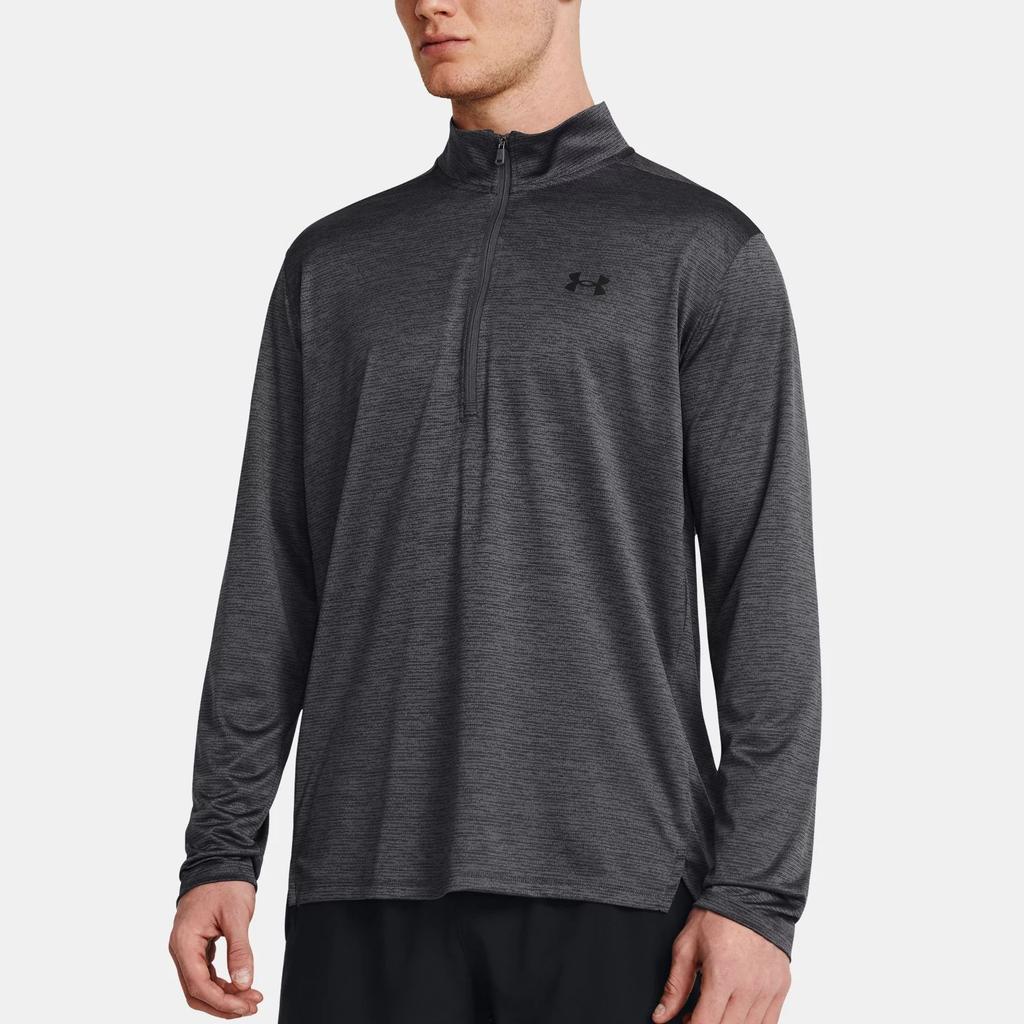 Under Armour Logo Printed Breathable Stand Collar Long Sleeve T-Shirt Men Tops Dark-Gray 1382184-025