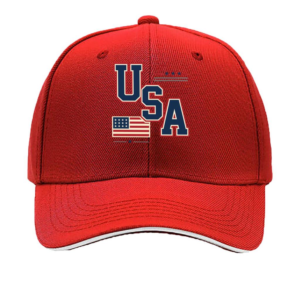 Bold USA Patriotic Flag Block Letter Sandwich Baseball Cap Sun Cap Outdoor Workouts Hat
