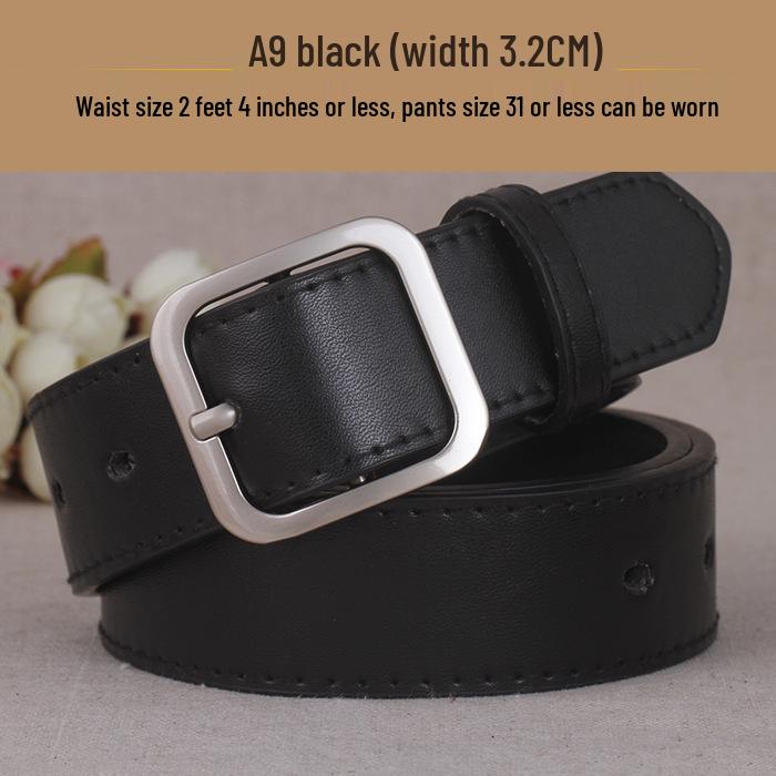 Women's Korean Style Square Buckle Belt - Black Casual Fashion Accessory