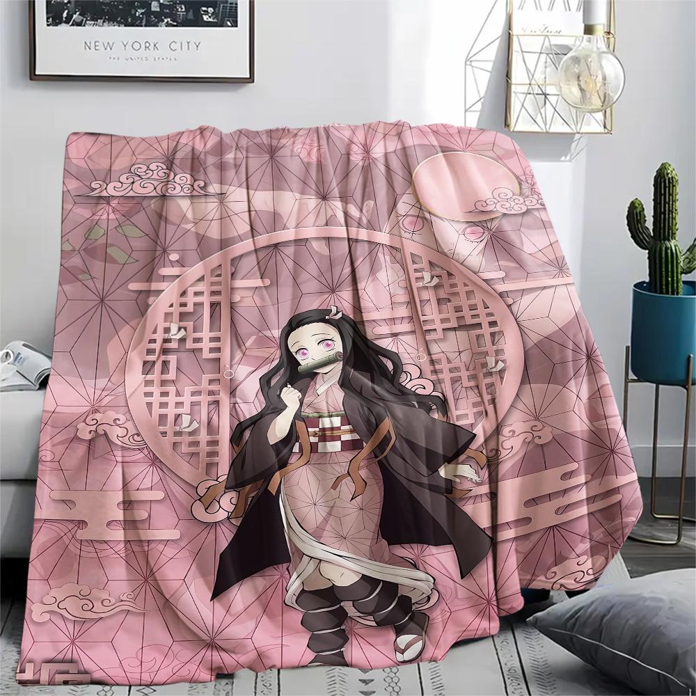 1PC Demon Slayer Print Flannel Blanket, High quality All Seasons, Home Decor, Warmth and Comfort, Perfect for Christmas Gifts