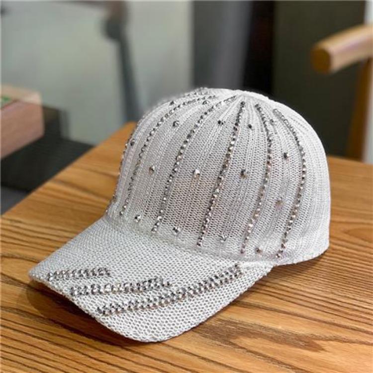 Women's Hat Summer Water Diamond Duck Tongue Hat Hollow Breathable Sunshade Hat Baseball Hat