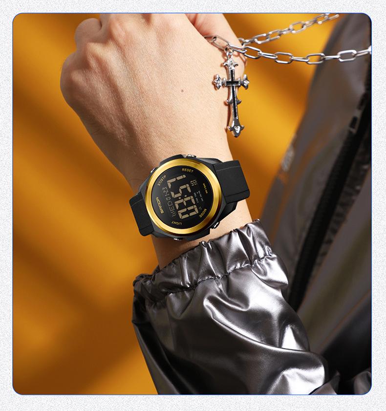 Sanda Unisex Student Party Watch: Colorful Lights, Multi-functional, Waterproof Sports Electronic Watch
