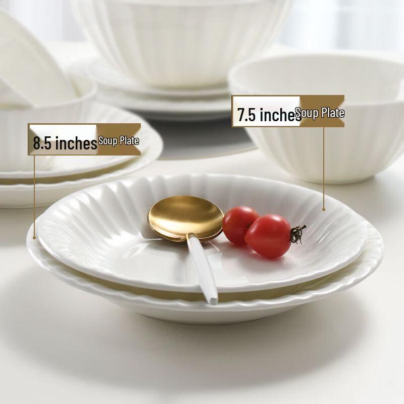 Lín Pàn Luxus Geprägter Knochenporzellan Flacher Teller