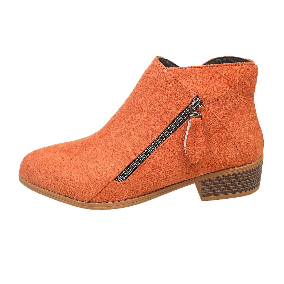 

Women s Fall/Winter New Pointed Block Heel Side Zip Large Size Doc Martens 43 помаранчевий