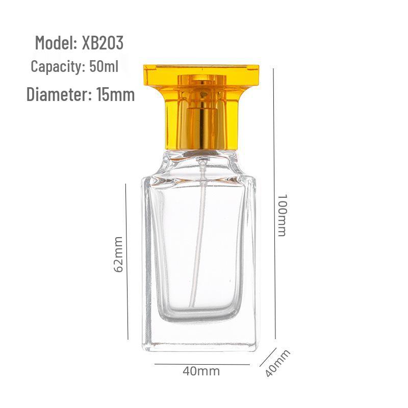 Square Transparent Glass Perfume Spray Bottle - Snap-on, Travel-Friendly & Refillable.