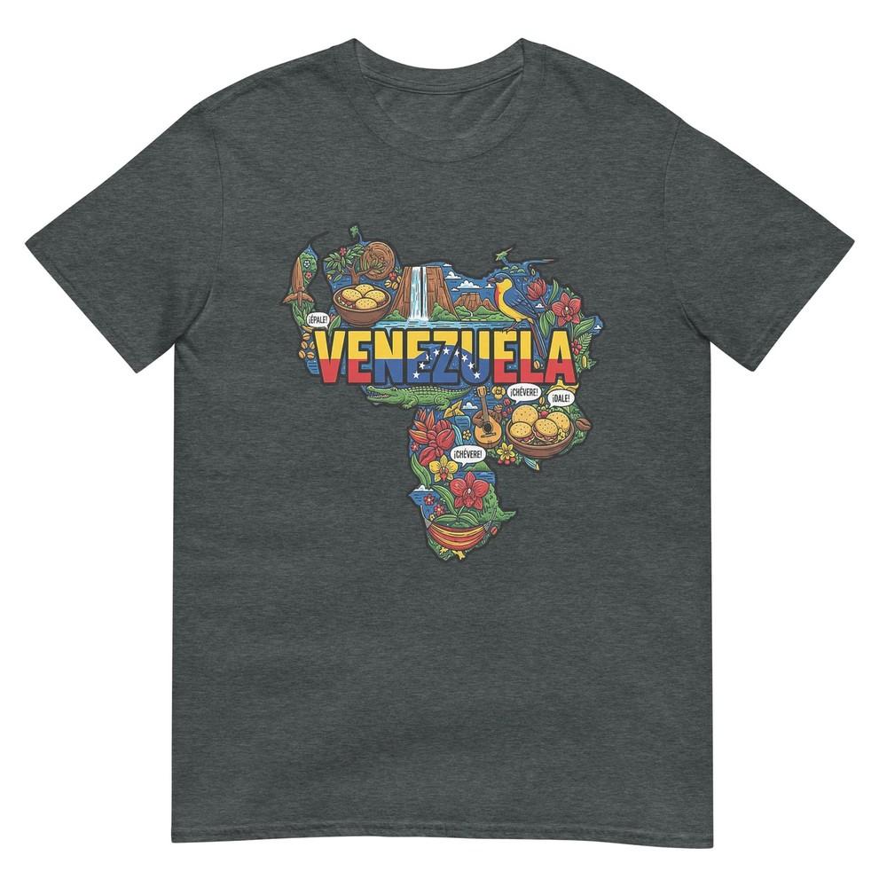 Venezuela Map Cultural Icons Flag Arepa Salto Angel TShirt