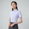 Women's Elastic Non-Iron Blue Striped Short Sleeve Office Shirt