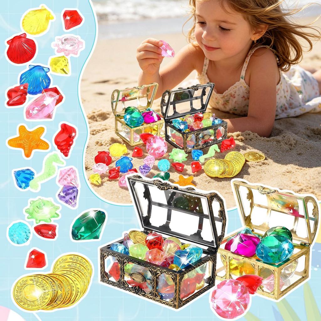 Summer-Appropriate Children's Pool And Diving Pool Toys, Diving Game Treasure Chest Toy Set.