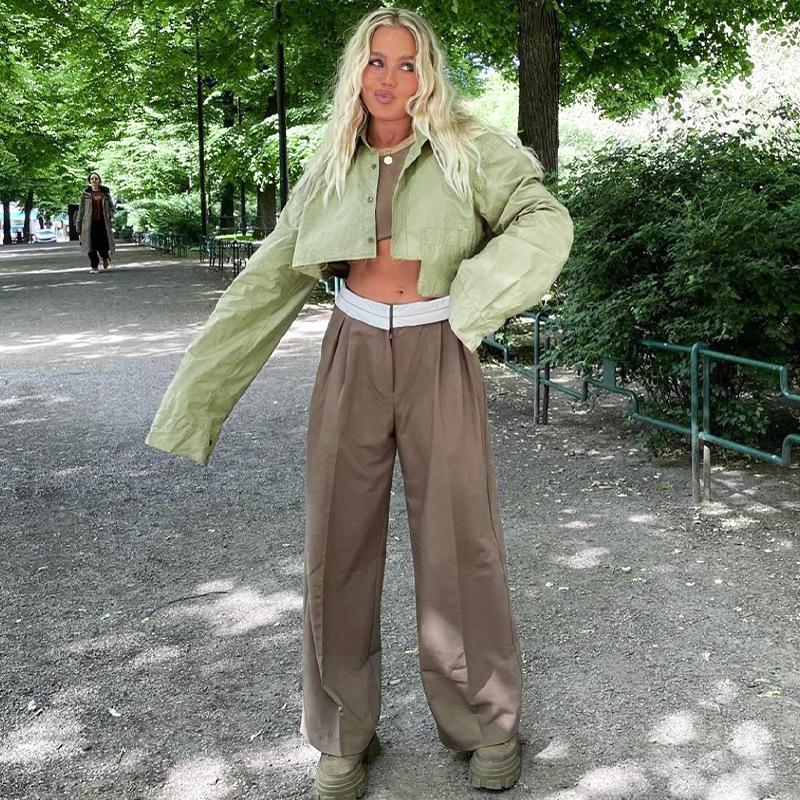Autumn Fashion Chic White Women Blouse Sexy Lapel Long Sleeve Crop Shirts Lady Streettop Woman Blusas Clothing Pockets