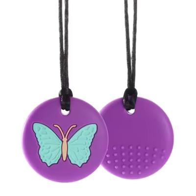 Tuggvänligt Halsband Fjärilsform Autism Adhd Bitande Sensoriskt Barn Silikon Bitring Tuggleksak Barn Silikon Bitring Hänge
