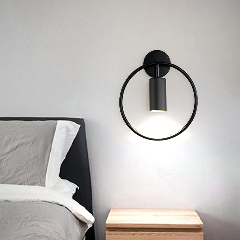 Modern Round Wall Lamp Black/Gold Luxury Metal Wall Lamp Used For Staircase Bedside Sofa Background Wall And Decorative Lighting
