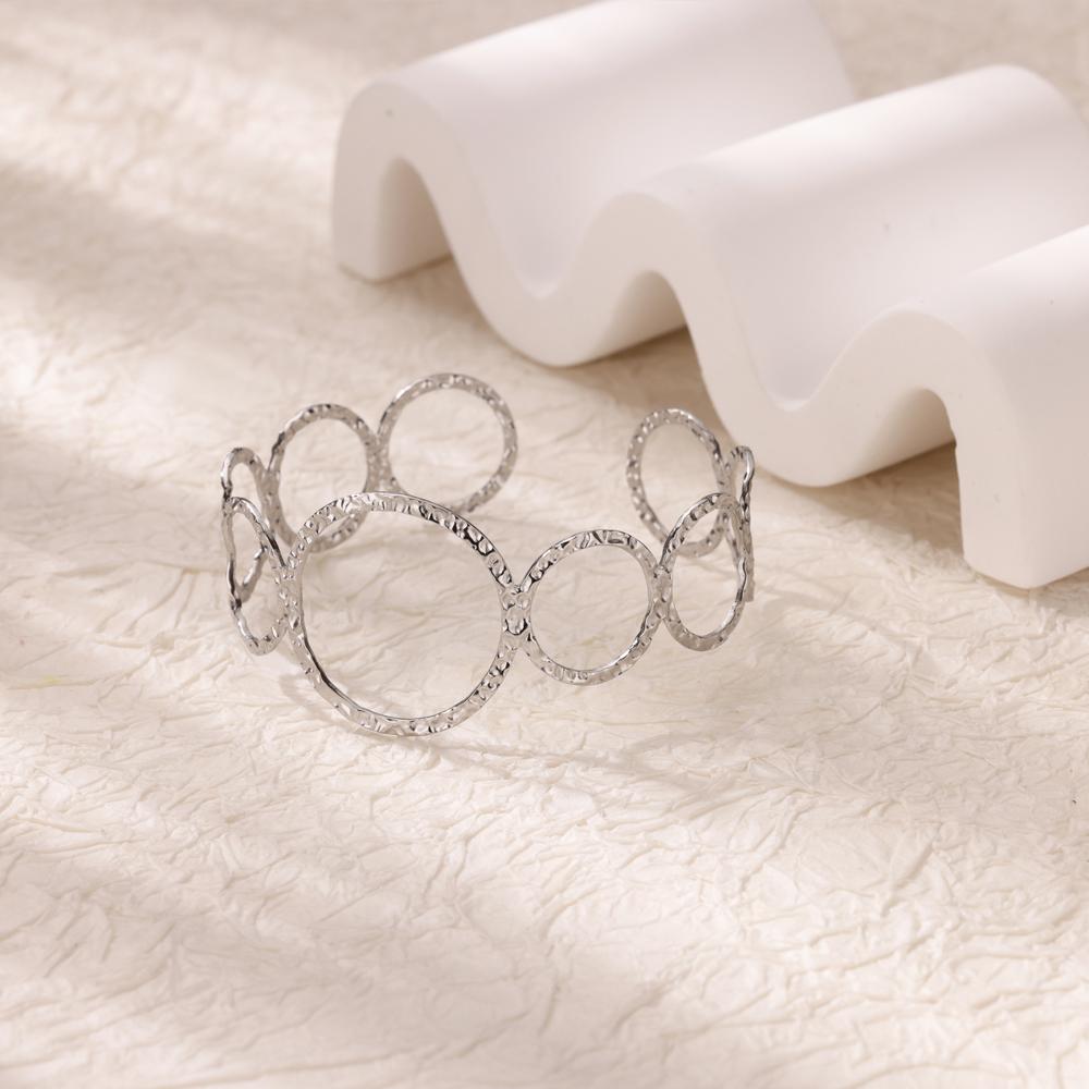 Stainless Steel Bracelet For Women Men Aesthetic Flower Leaf Bangle Opening Gold Color Geometric Bangles Bracelets Femme Jewelry