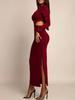 2026 European & American Style Sexy Round Neck Hollow Long Sleeve Bodycon Dress