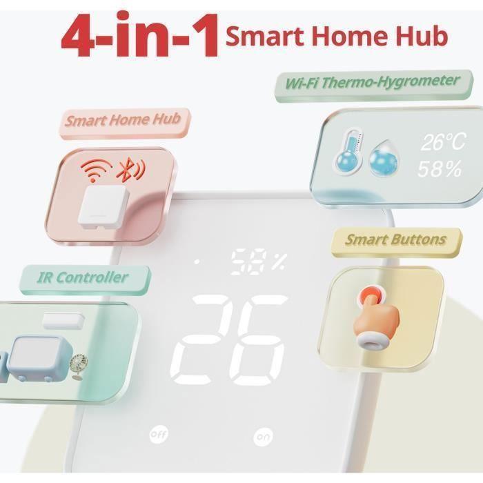 Hygromètre wifi - switchbot - hub 2 - télécommande intelligente - supports matter - blanc