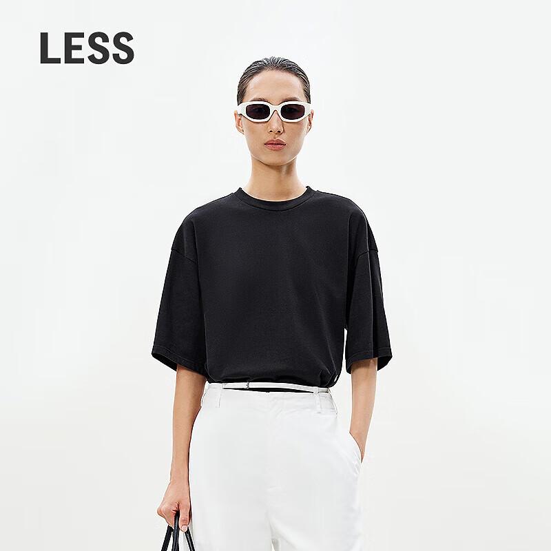 LESS 2025 Summer New Style Round Neck Mid-Sleeve T-Shirt