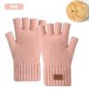Autumn and winter finger-leaking gloves fleece knitted cold-proof and warm half-cut writing wool thickened half-finger gloves