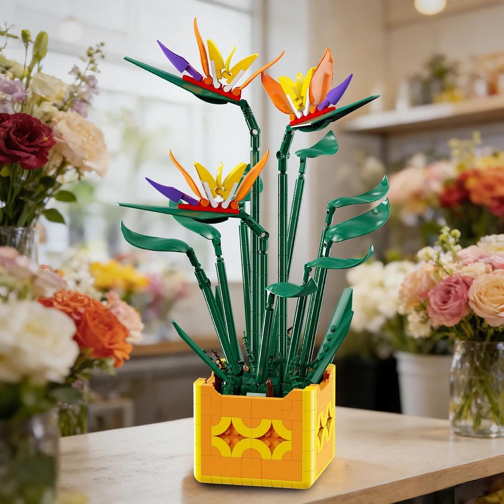 Bouquet Building Blocks Moc Paradise Bird Bricks Home Decoration Diy Toys Girl Birthday Gift