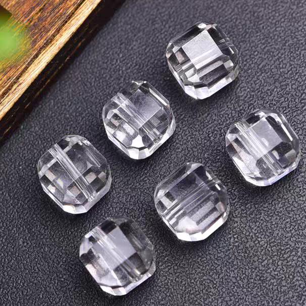 Natural Clear Quartz Faceted Cube Beads for DIY Handmade Bracelets & Necklaces