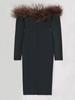 2023 Black Spring Ostrich Feather One-Shoulder Long Sleeve Bandage Dress for Women