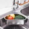 Stainless Steel Triangle Drain Basket Kitchen Sink Filter Shelf Fruit Vegetable Drainer Storage Rack Basket Bar with Suction Cup