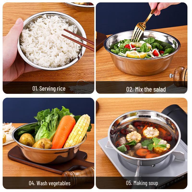Kangfutao 304 Stainless Steel Multi-Purpose Kitchen Bowl