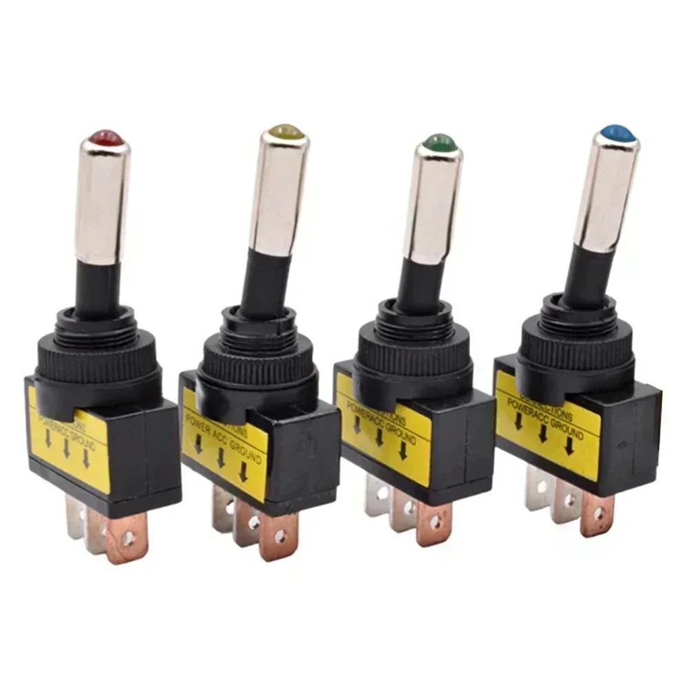LED Illuminated 12mm Toggle Switch SPST 2 Position 12V 20A for Automotive Self Locking Switch for Appliance Use