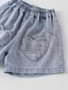 Summer Baby Girl Heart Pocket Shorts - Class A