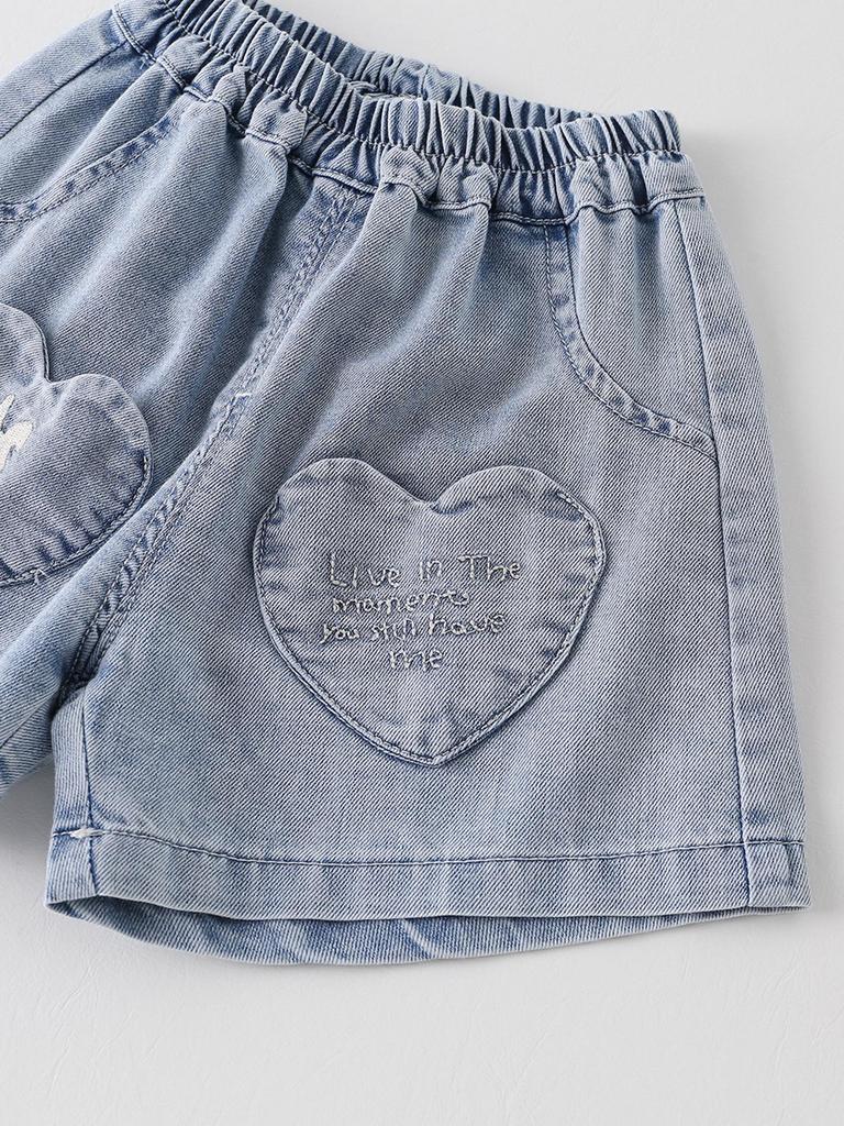 Summer Baby Girl Heart Pocket Shorts - Class A