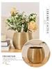 European Style Gold-Plated Ceramic Succulent Pot - Round Brushed Vase for Living Room Decor