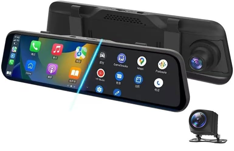 

DOGBOO Dash Cam with Digital Mirror Auto IPS LCD 4K Sliding Dual Front and Rear Portable Navigation Rear Camera Google Maps Display Mirror-Style