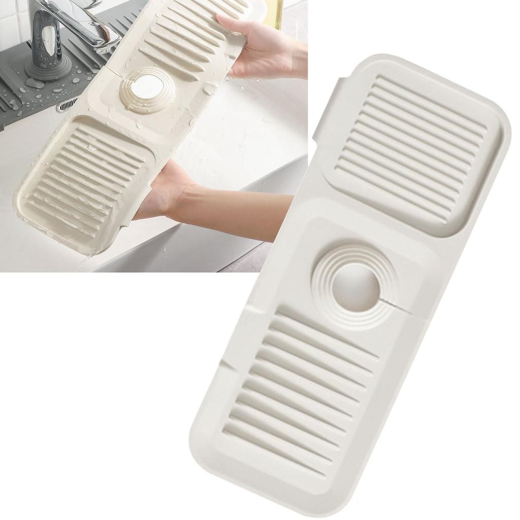 Silicone Sink Faucet Mat Foldable Thicken Soft Silicone Faucet Water Catcher Mat Sink Draining Pad for Kitchens