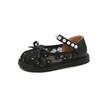 Spring-summer new style girls' leather shoes, breathable bow princess mesh shoes for little girls, soft sole sandals for baby girls