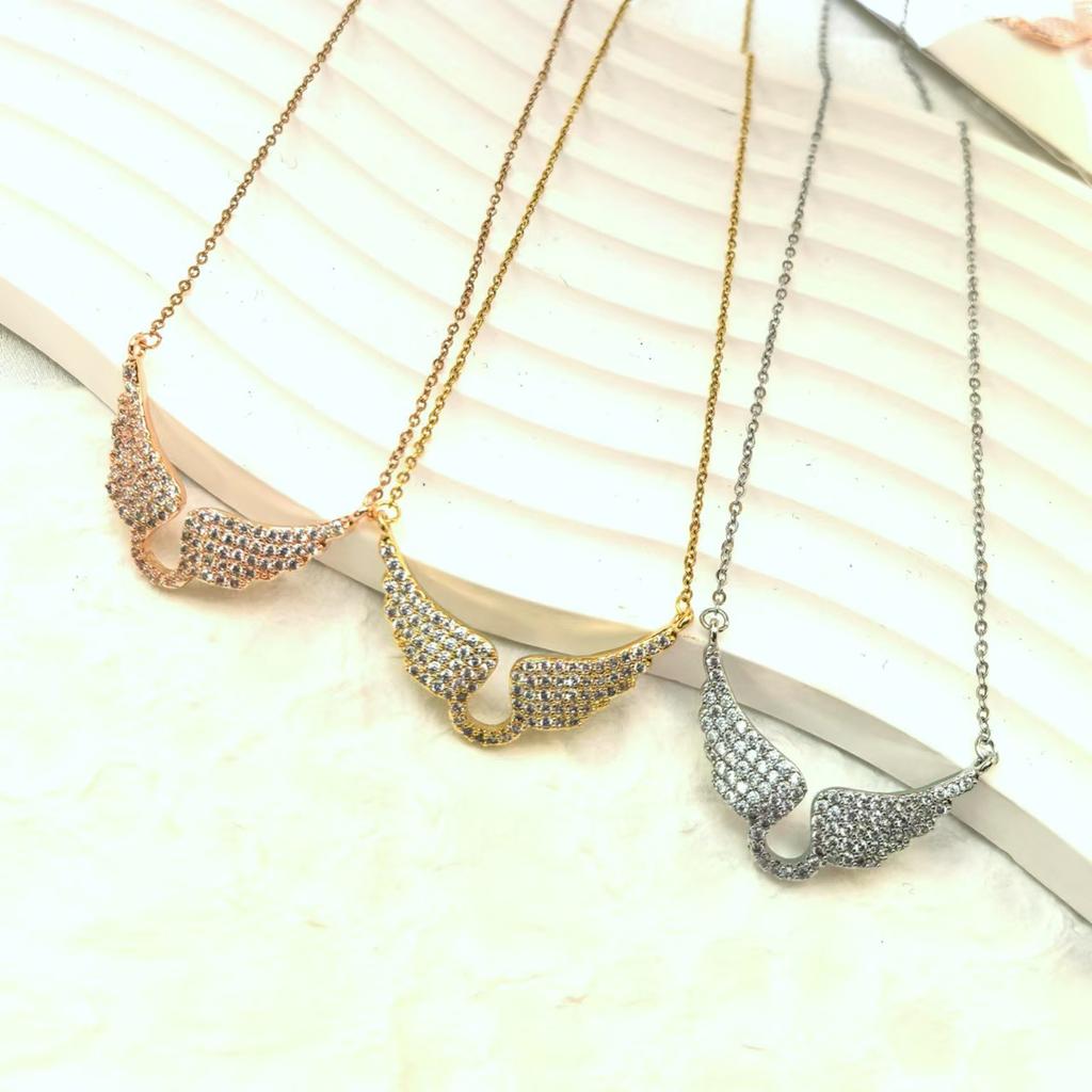 Angel Wing Rhinestone Inlaid Clavicle Necklace Fashion Charm Jewelry