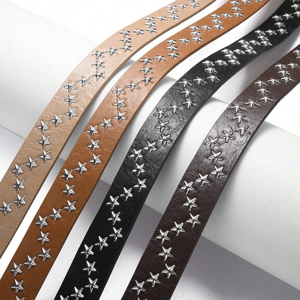 Pentagram Star Willow Nails Trend Fashion Punk Style Wide Belt Personalized Women Jeans Universal Belt Women