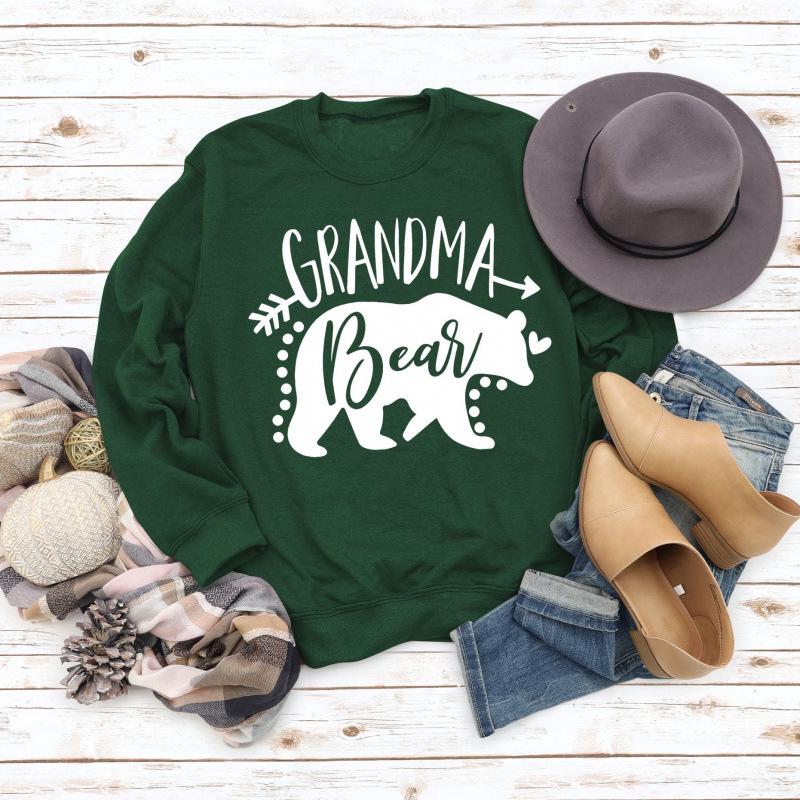 Grandma Bear Letter Print Women's Long Sleeve Sweatshirt
