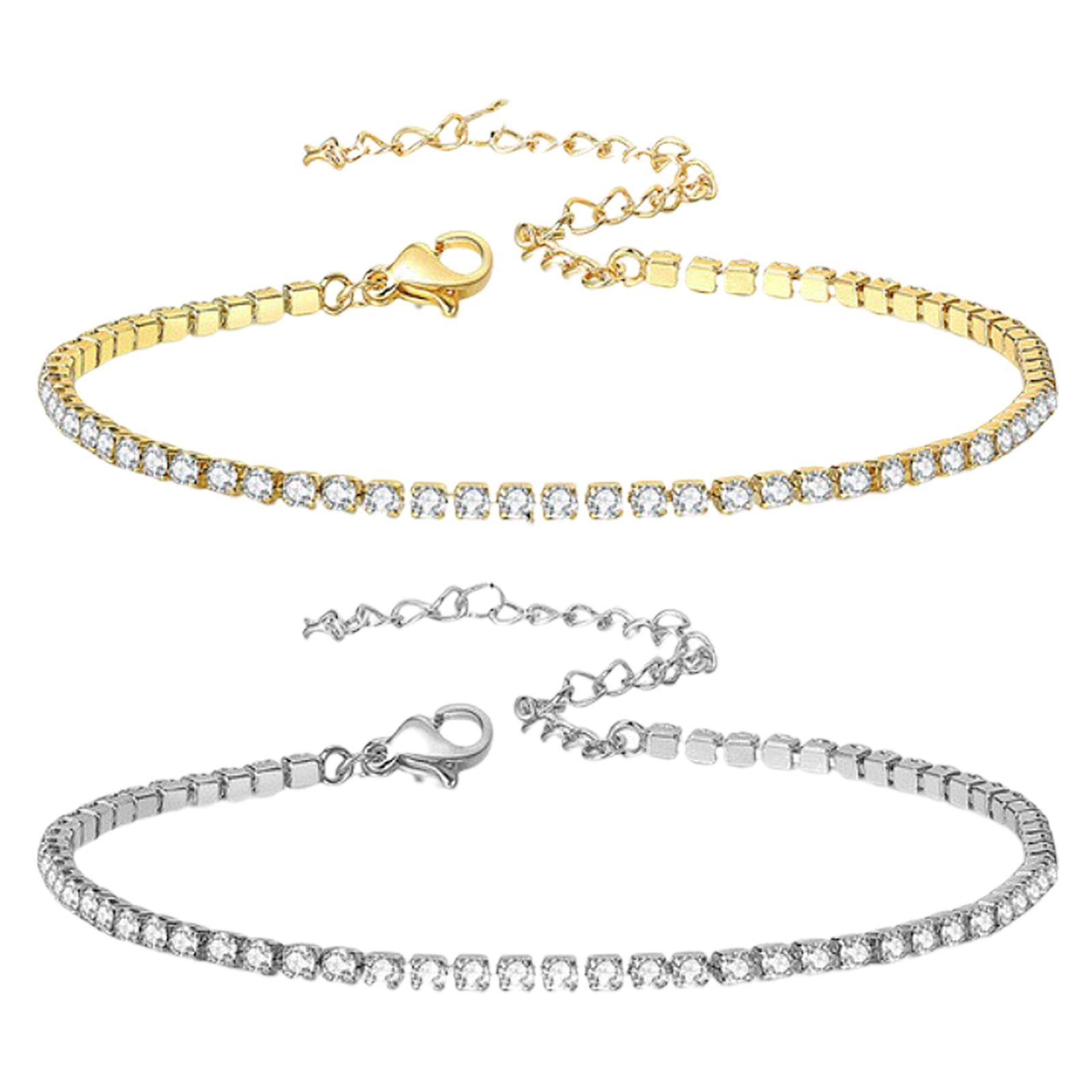 Простые теннисные браслеты со стразами для женщин — фото 13