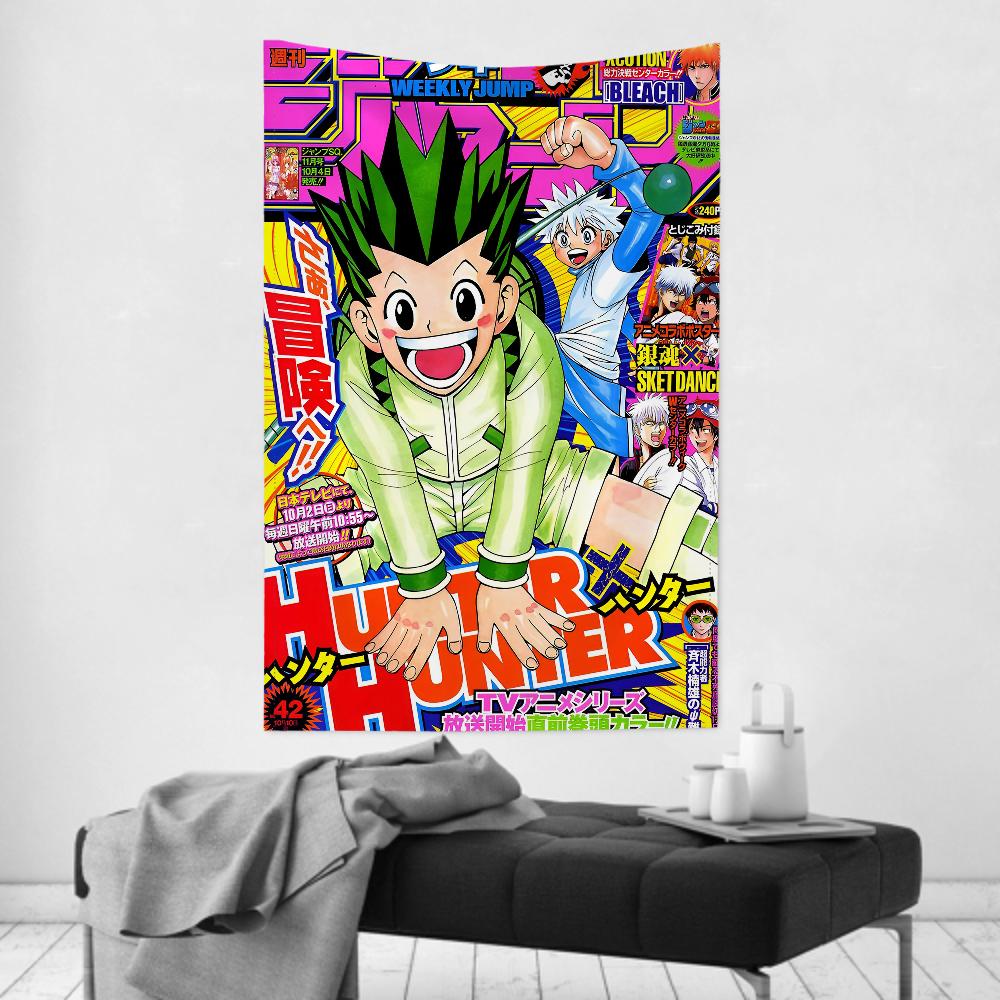 Tapisserie Anime Hunter X Hunter Tissu Mural Pratique Accrochage de Fête Polyvalent pour la Décoration de Chambre Idéal pour les Chambres Espaces Familiaux