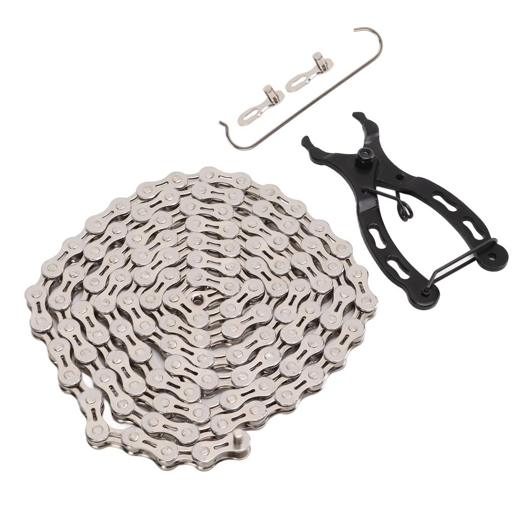 Kit Catena Bici 8 Velocità Hollow Leggero con Pinza per Maglie Catena per Mountain Bike Strada