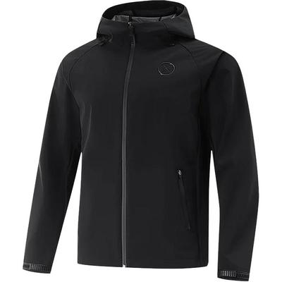 Li Ning Einfarbig mit Reißverschluss Kapuzenjacke Bequem Atmungsaktiv Vielseitig Herrenjacken Schwarz AFDV541-1