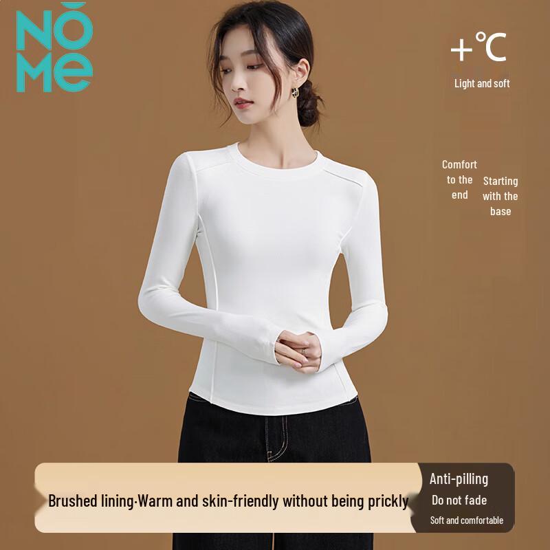

NOME Women s Fleece Lined Curved Hem Long Sleeve Base Layer T-Shirt S