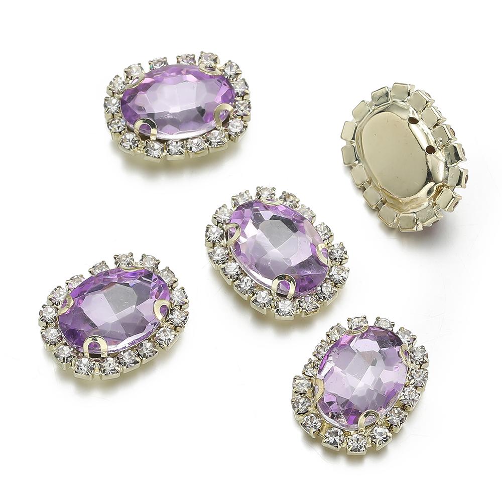 10pcs/lot 18*14MM 4-hole Sewing Rhinestone Flatback Oval Buttons for Clothing Wedding Sewing Diy Jewelry Making Accessories