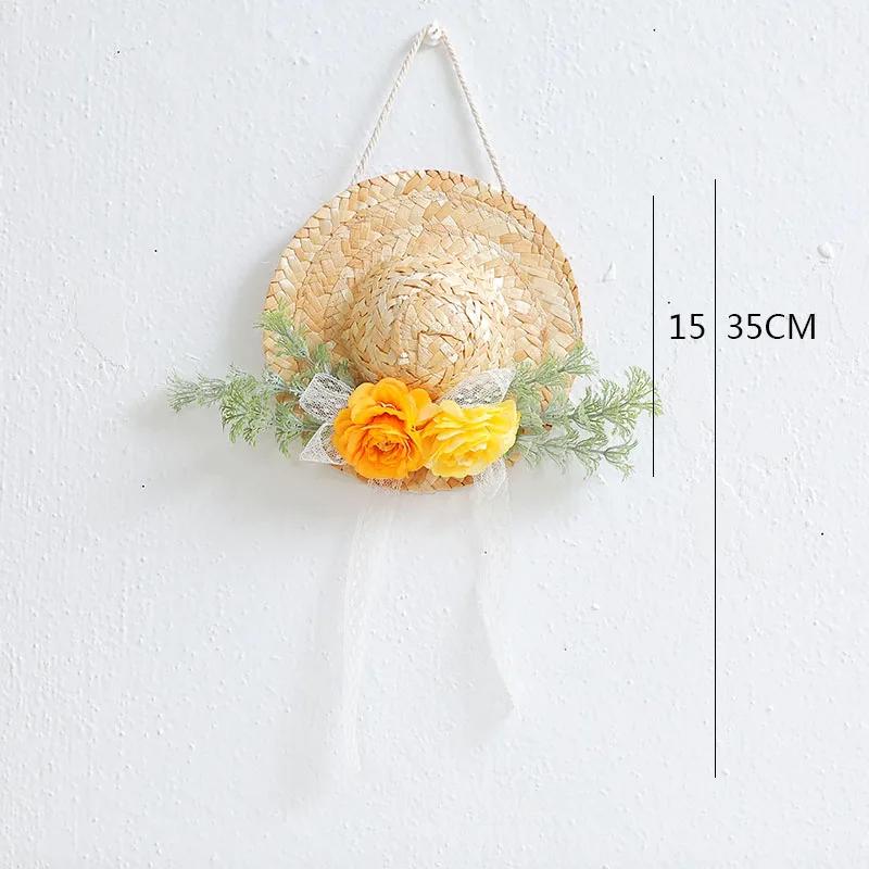 

Straw Hat Wall Ornaments Indoor Outdoor Decoration Aerial Hanging Decoration Garden Decoration Modern Straw Hat Wall Hanging