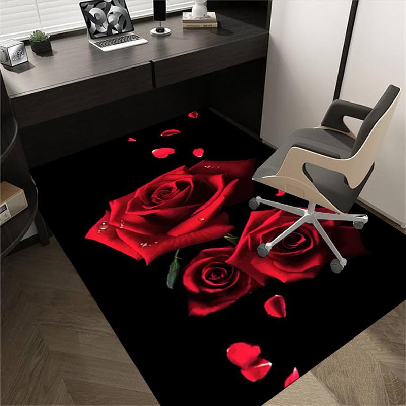 Rose Petals Crystal Velvet Office chair mat Area Rug - Non-Slip, Floor Mat, Office Desk Chair Rugs,Christmas Gift-1106243