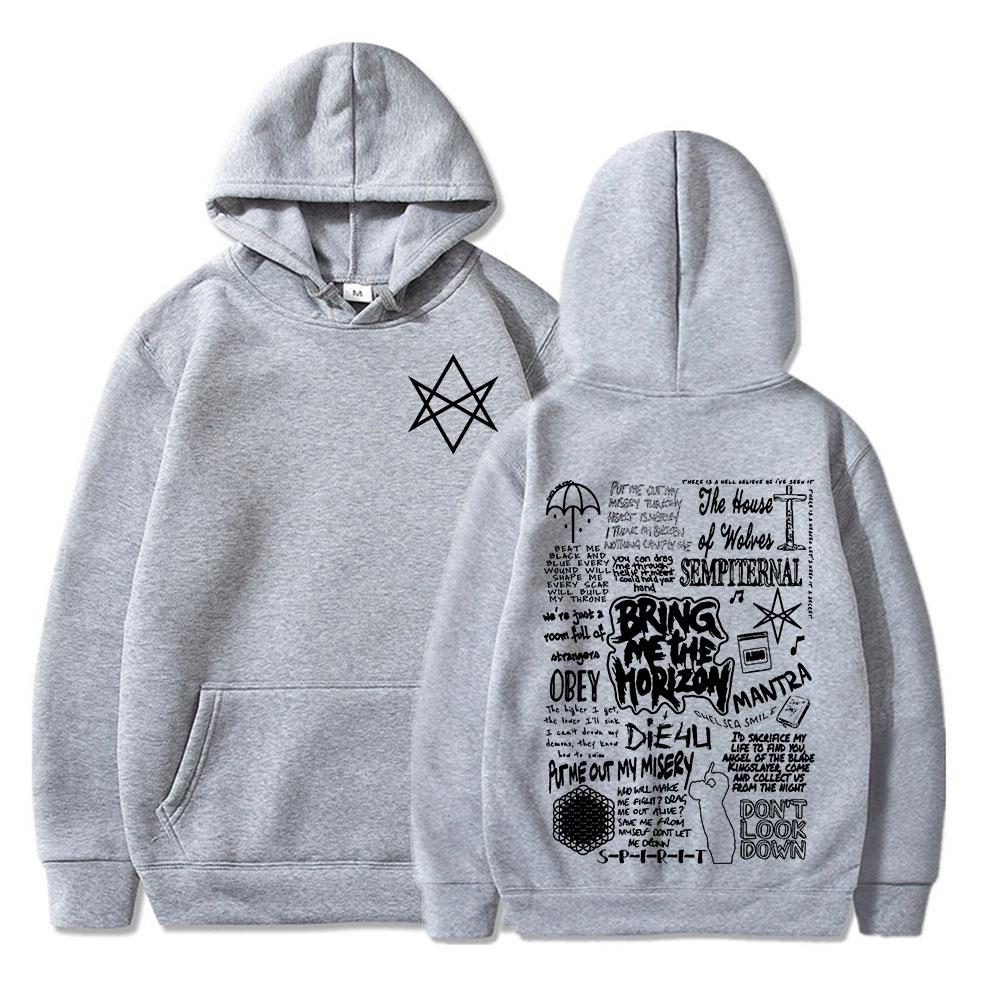 BringMe TheHorizon Hoodies BMTH Heavy Metal Rock Band Sweatshirts Men Women Oversized Casual Vintage Pullovers Jacket Streetwear
