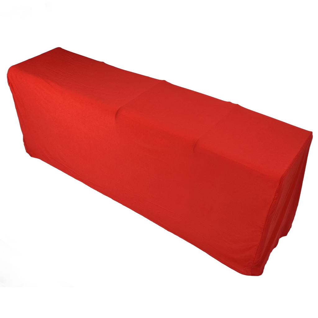 Stretch Spandex Table Cover Good Elasticity Washable Reusable Red Stretchable Tablecloth with 4 Pock