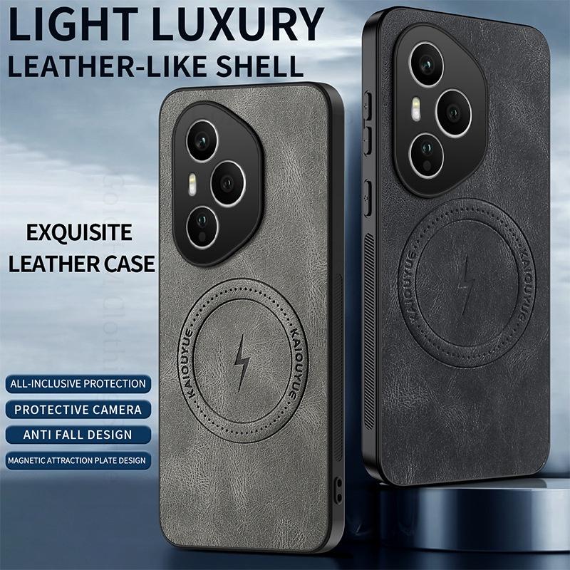 PU Leather Soft Bumper Phone Shockproof Case For Honor 400 Pro Magnetic Magsafing Back Cover For Honor X8C X7C X9C X60 Pro Funda