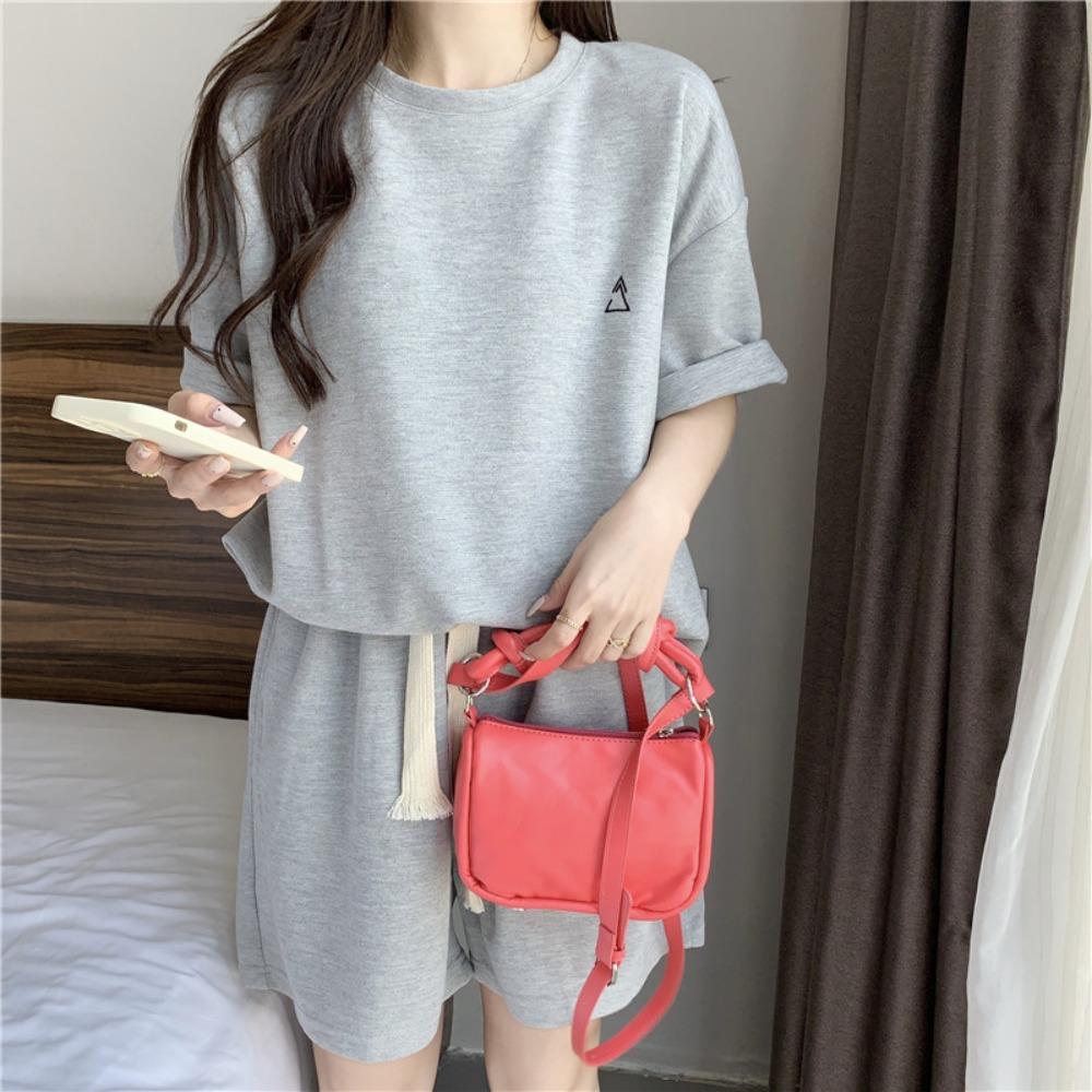 Loose Two-piece Tracksuit Women Solid Color Women's Suit Soft Summer Two-piece Suit  Female